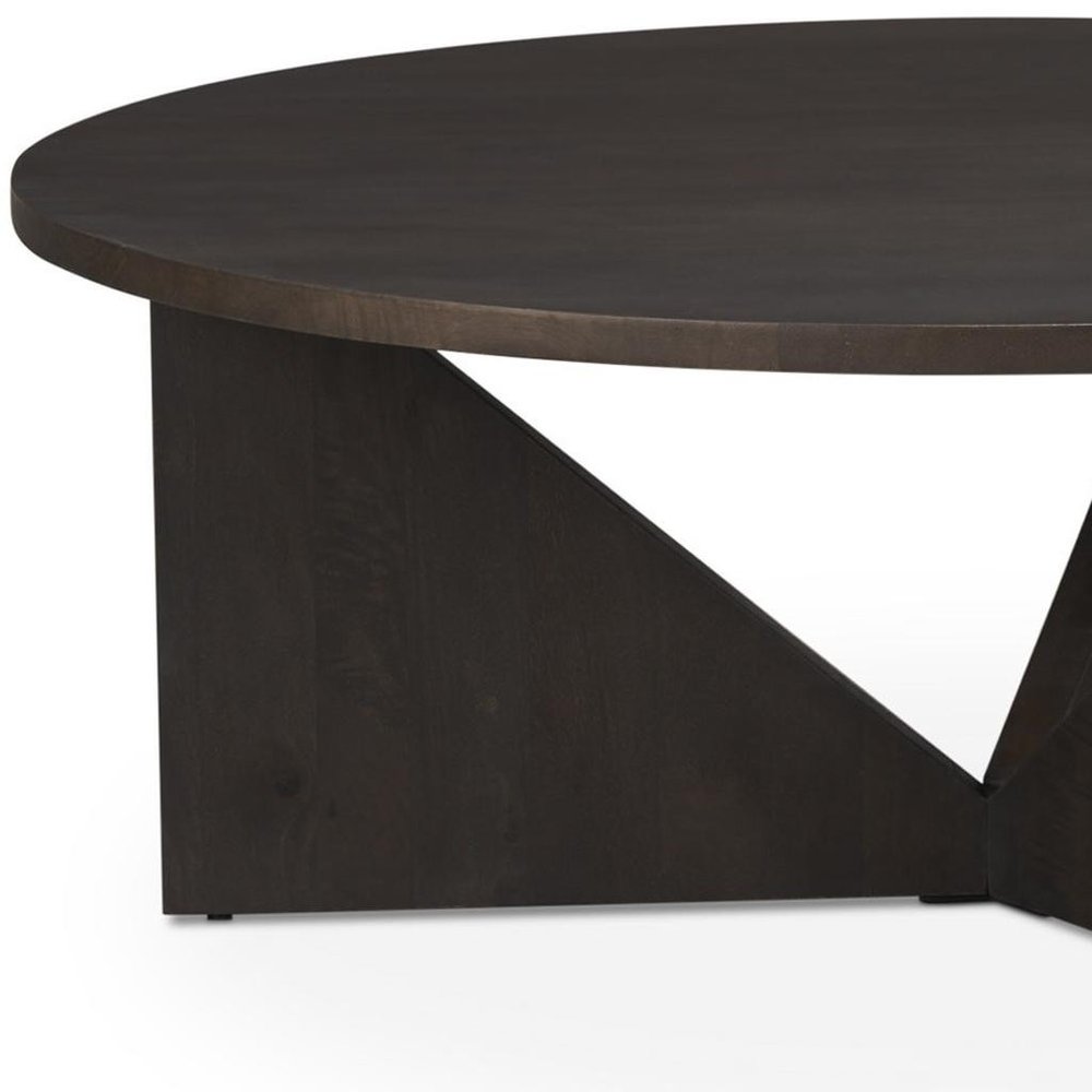 44" Dark Brown Solid Wood Round Coffee Table HomeRoots