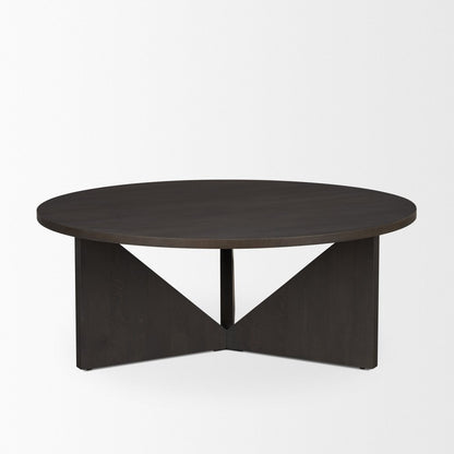 44" Dark Brown Solid Wood Round Coffee Table HomeRoots
