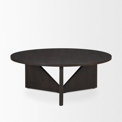 44" Dark Brown Solid Wood Round Coffee Table HomeRoots