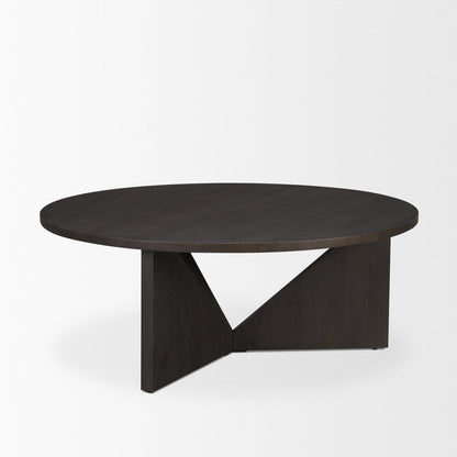 44" Dark Brown Solid Wood Round Coffee Table HomeRoots