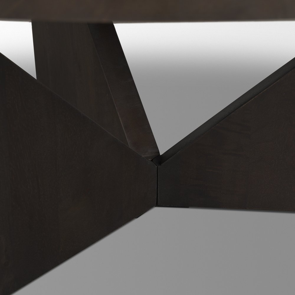 44" Dark Brown Solid Wood Round Coffee Table
