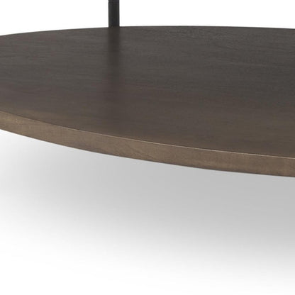 30" White Black and Brown Genuine Marble and Iron Oval Coffee Table HomeRoots