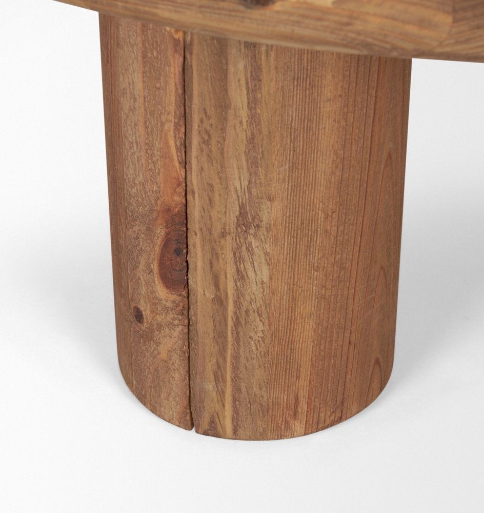 36" Black and Natural Wood and Reclaimed Wood Round Coffee Table — view 8