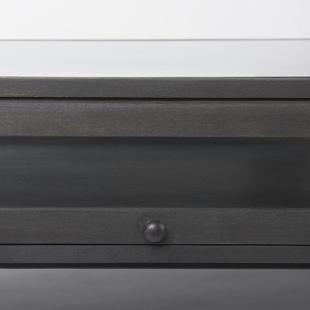 50" Clear and Black Mirrored Glass and Iron Frame Coffee Table — view 11