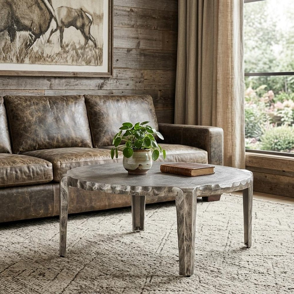 38" Silver Aluminum Round Coffee Table — view 10