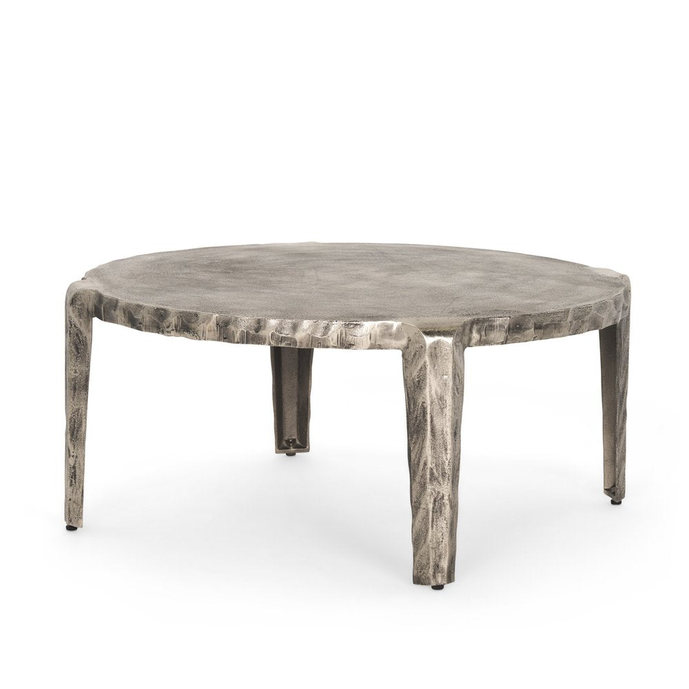 38" Silver Aluminum Round Coffee Table — view 1
