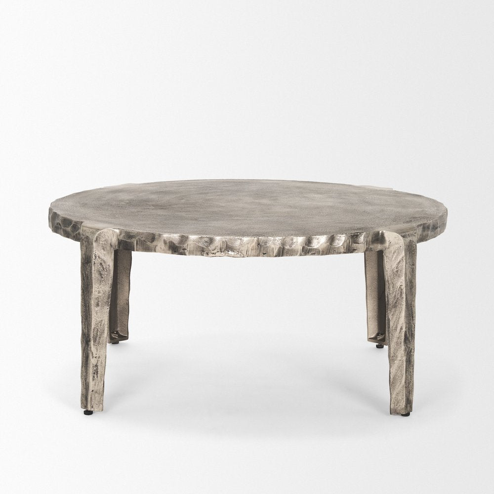 38" Silver Aluminum Round Coffee Table — view 2