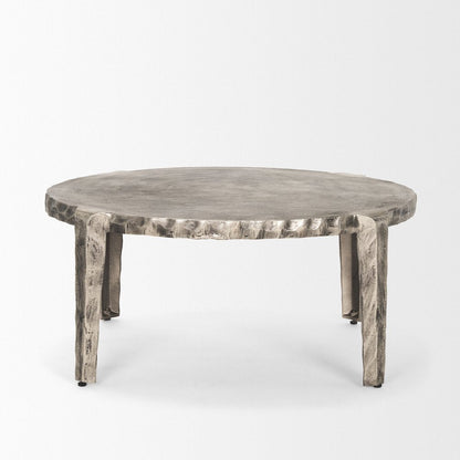 38" Silver Aluminum Round Coffee Table HomeRoots