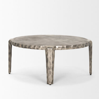 38" Silver Aluminum Round Coffee Table HomeRoots