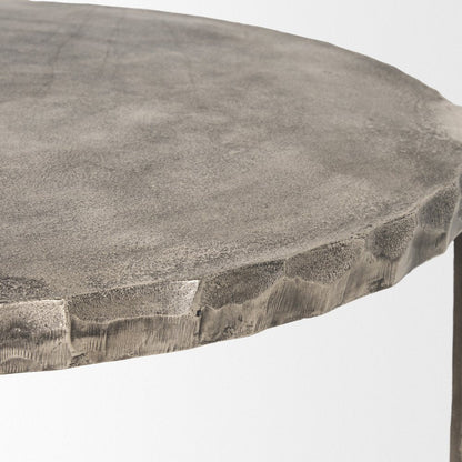 38" Silver Aluminum Round Coffee Table HomeRoots
