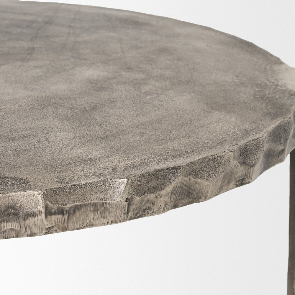 38" Silver Aluminum Round Coffee Table — view 5
