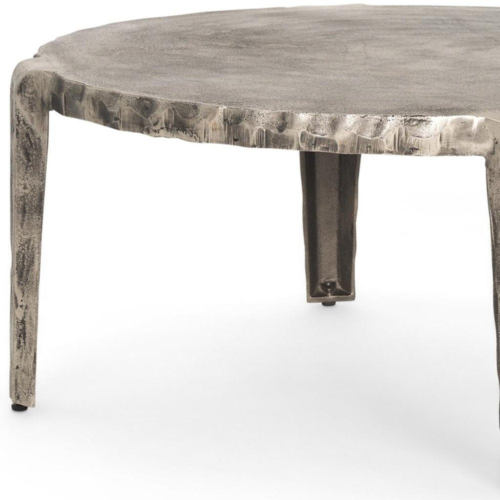 38" Silver Aluminum Round Coffee Table — view 8