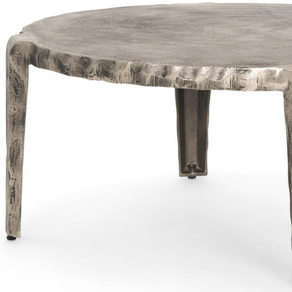 38" Silver Aluminum Round Coffee Table