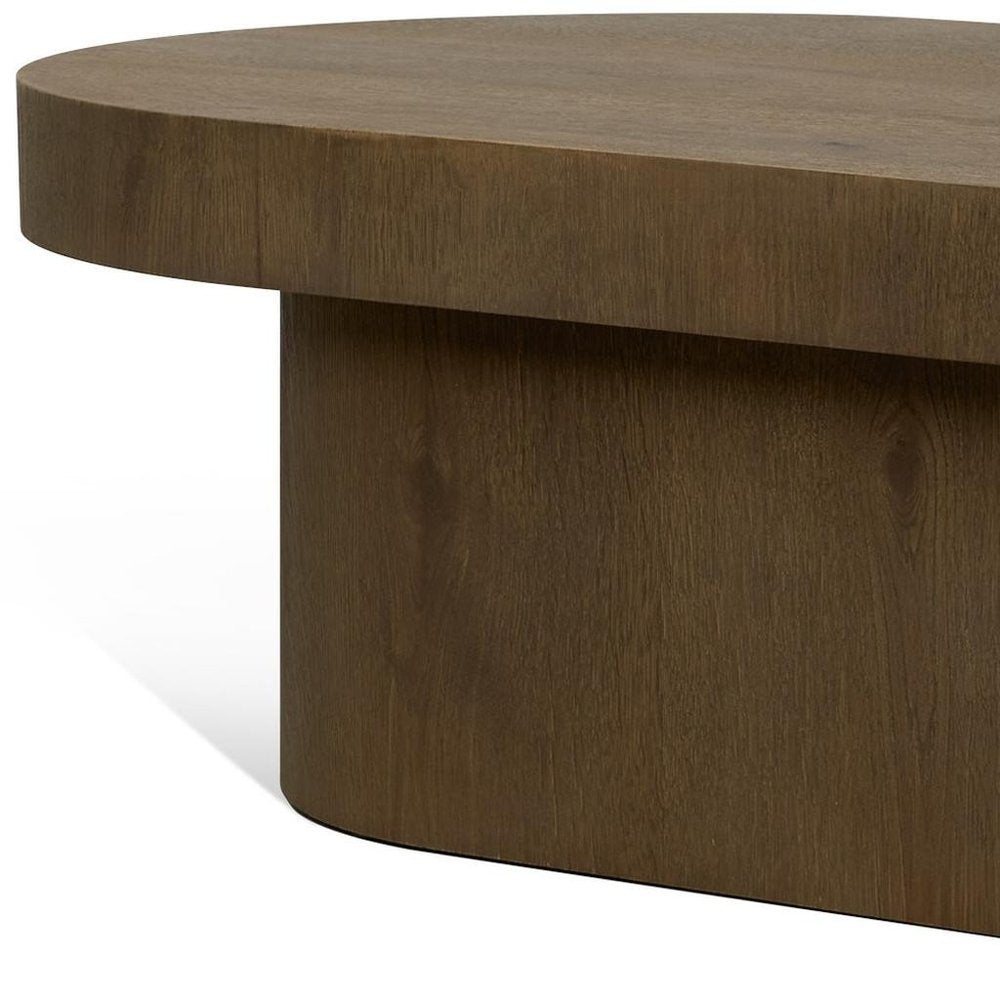 48" Brown Solid Wood Oval Pedestal Coffee Table