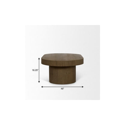 48" Brown Solid Wood Oval Pedestal Coffee Table HomeRoots