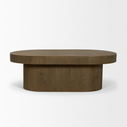 48" Brown Solid Wood Oval Pedestal Coffee Table HomeRoots
