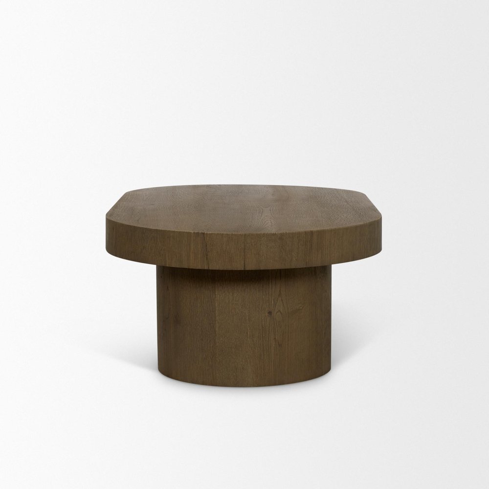 48" Brown Solid Wood Oval Pedestal Coffee Table HomeRoots