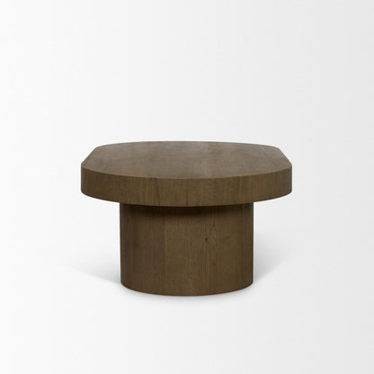 48" Brown Solid Wood Oval Pedestal Coffee Table HomeRoots