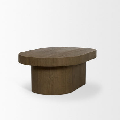 48" Brown Solid Wood Oval Pedestal Coffee Table HomeRoots