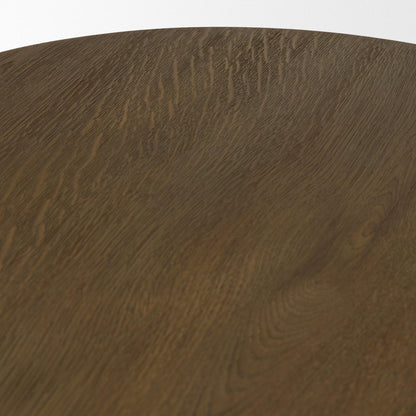 48" Brown Solid Wood Oval Pedestal Coffee Table