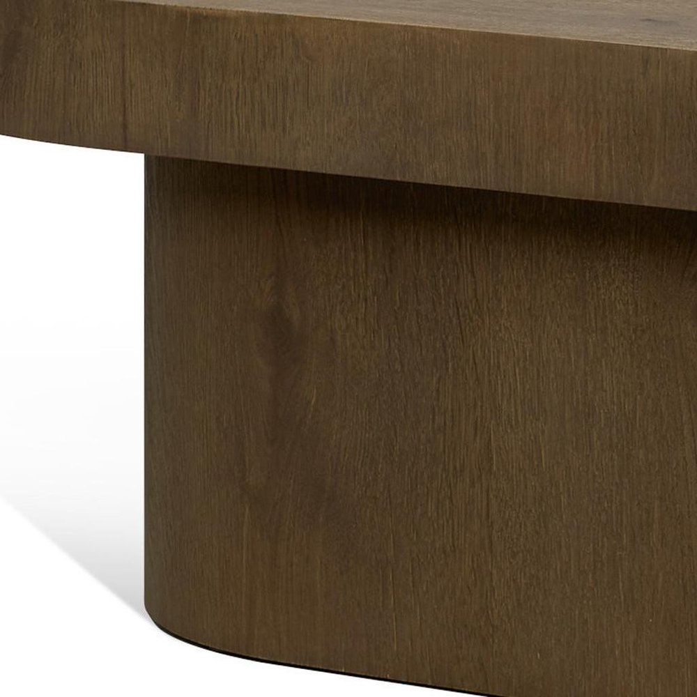 48" Brown Solid Wood Oval Pedestal Coffee Table — view 9
