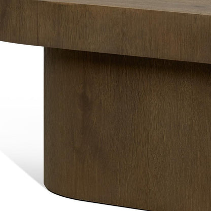 48" Brown Solid Wood Oval Pedestal Coffee Table