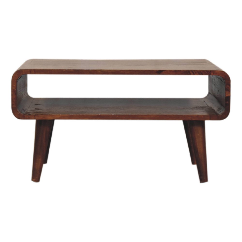 26" Brown Solid Wood Enclosed and Open Storage TV Stand — view 1