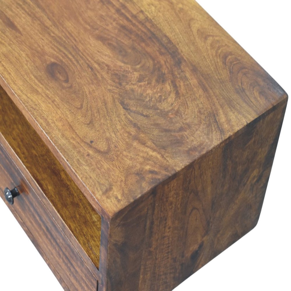 35" Brown Solid Wood Floating Mount TV Stand — view 6
