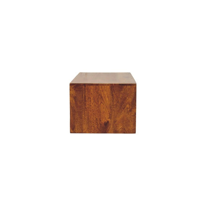 35" Brown Solid Wood Floating Mount TV Stand