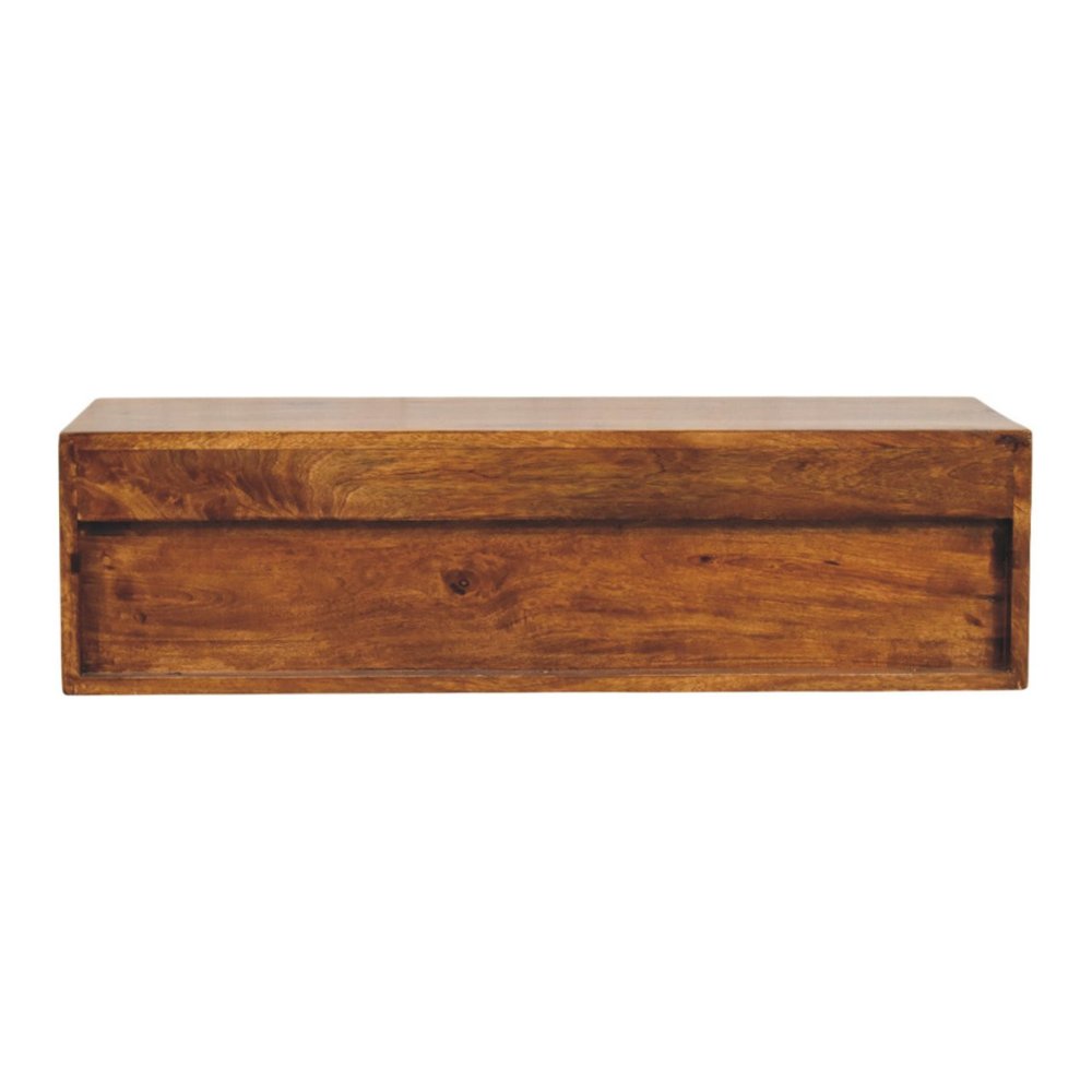 35" Brown Solid Wood Floating Mount TV Stand — view 9