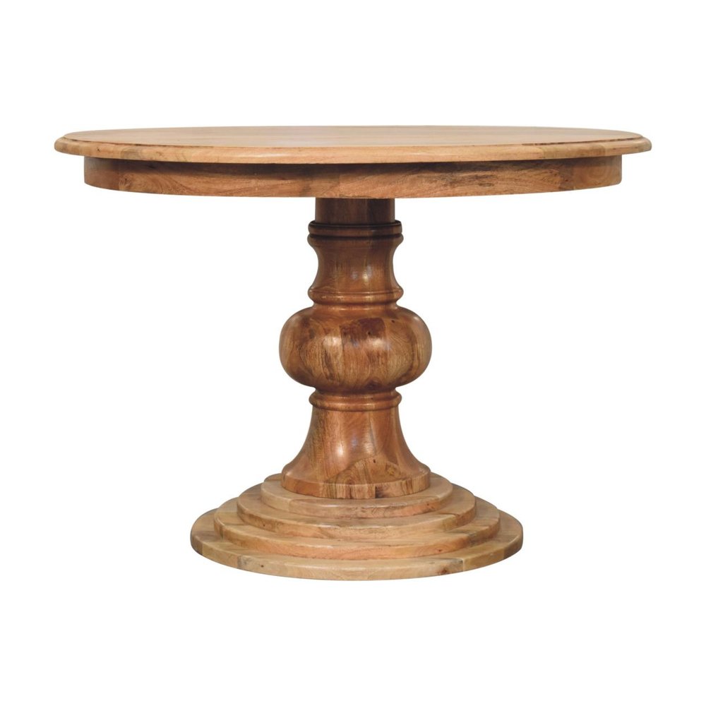 43" Brown Solid Wood Pedestal Base Round Top Dining Table — view 3