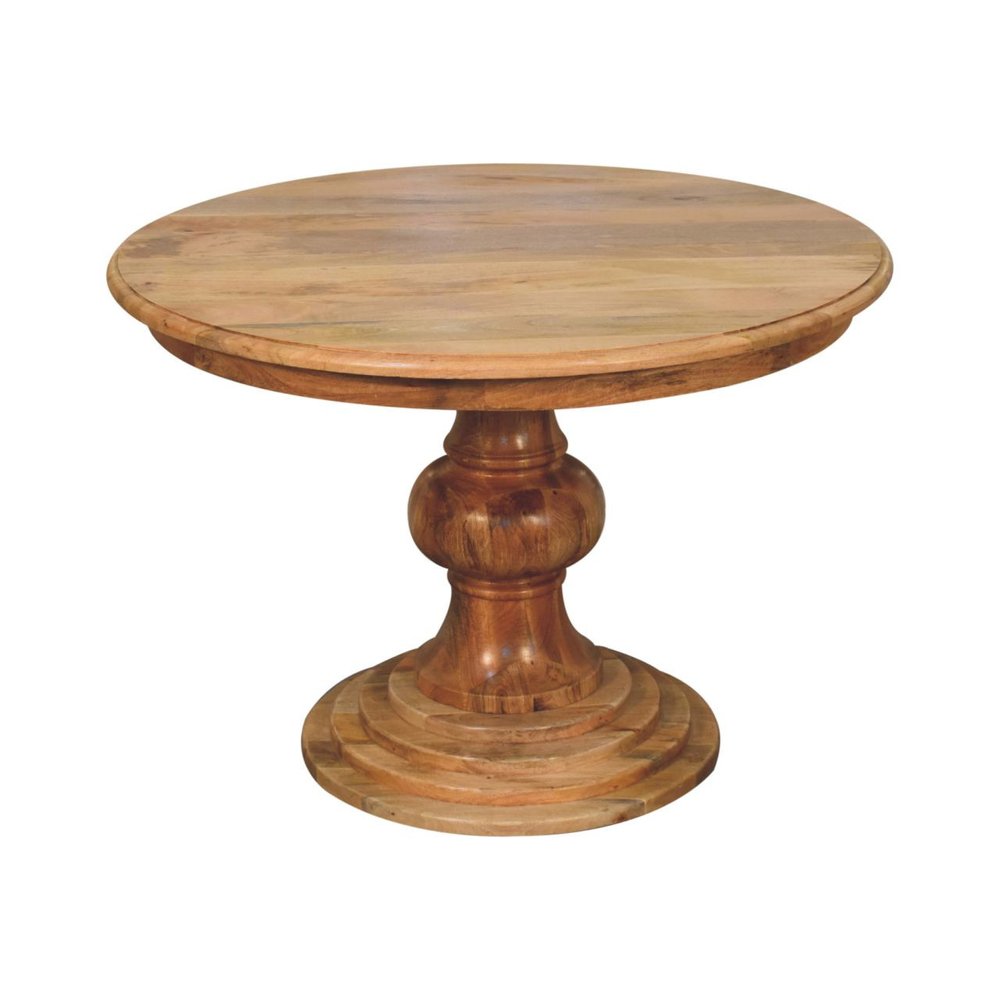 43" Brown Solid Wood Pedestal Base Round Top Dining Table HomeRoots