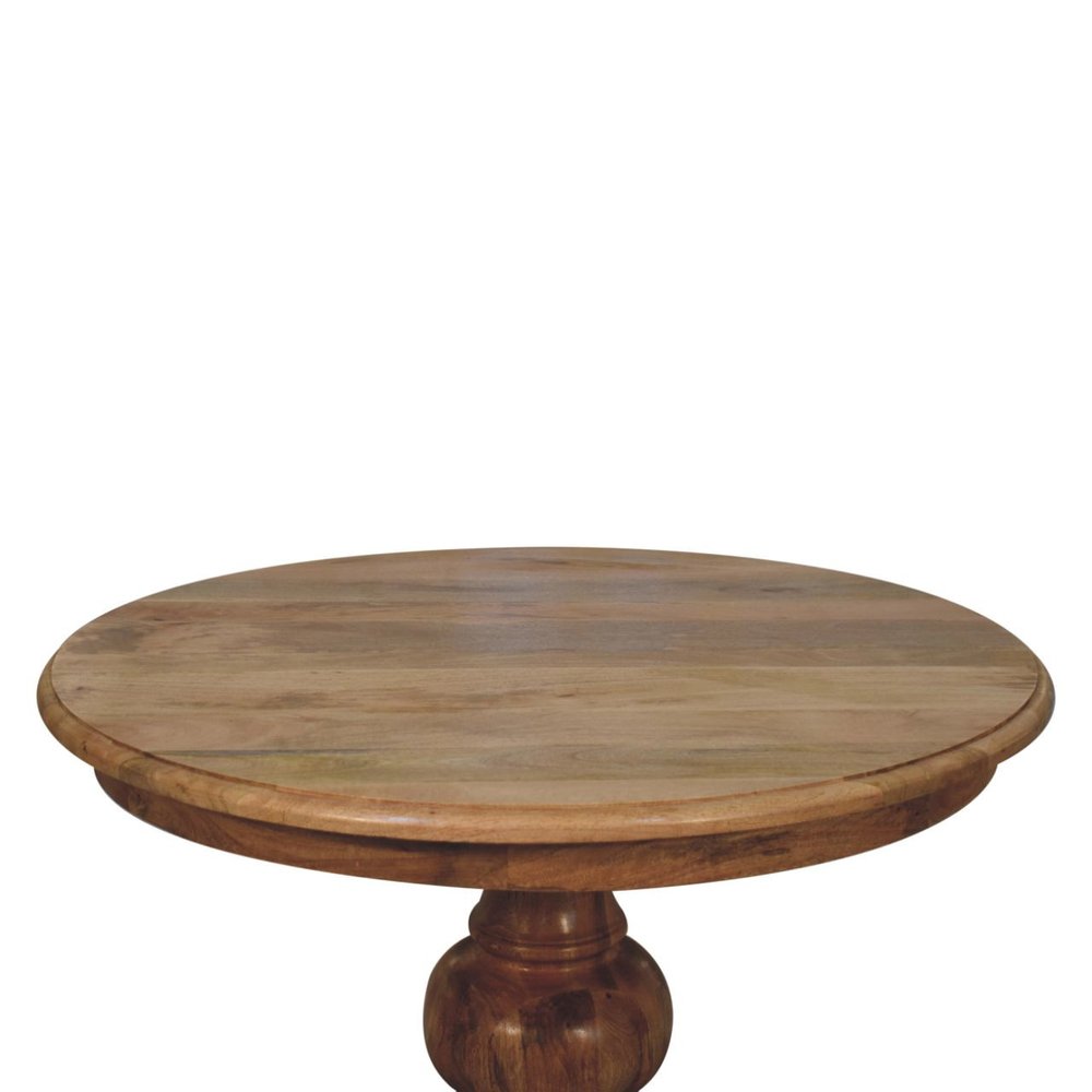 43" Brown Solid Wood Pedestal Base Round Top Dining Table — view 4