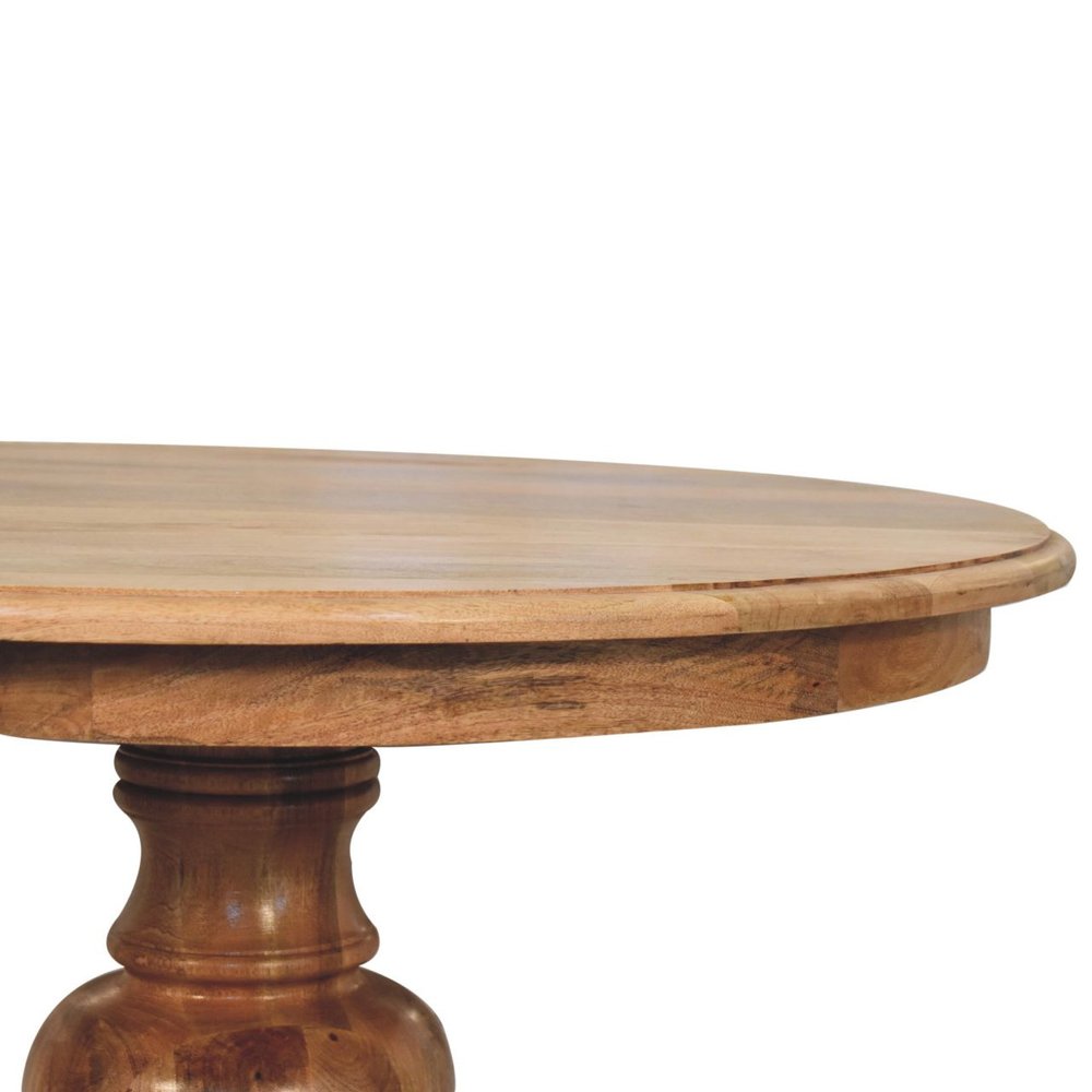 43" Brown Solid Wood Pedestal Base Round Top Dining Table — view 7