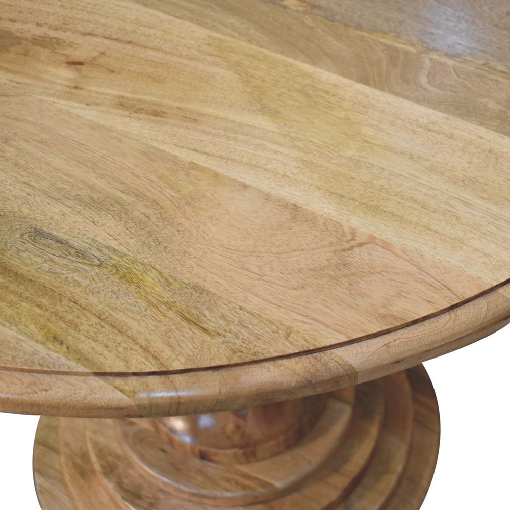 43" Brown Solid Wood Pedestal Base Round Top Dining Table — view 10
