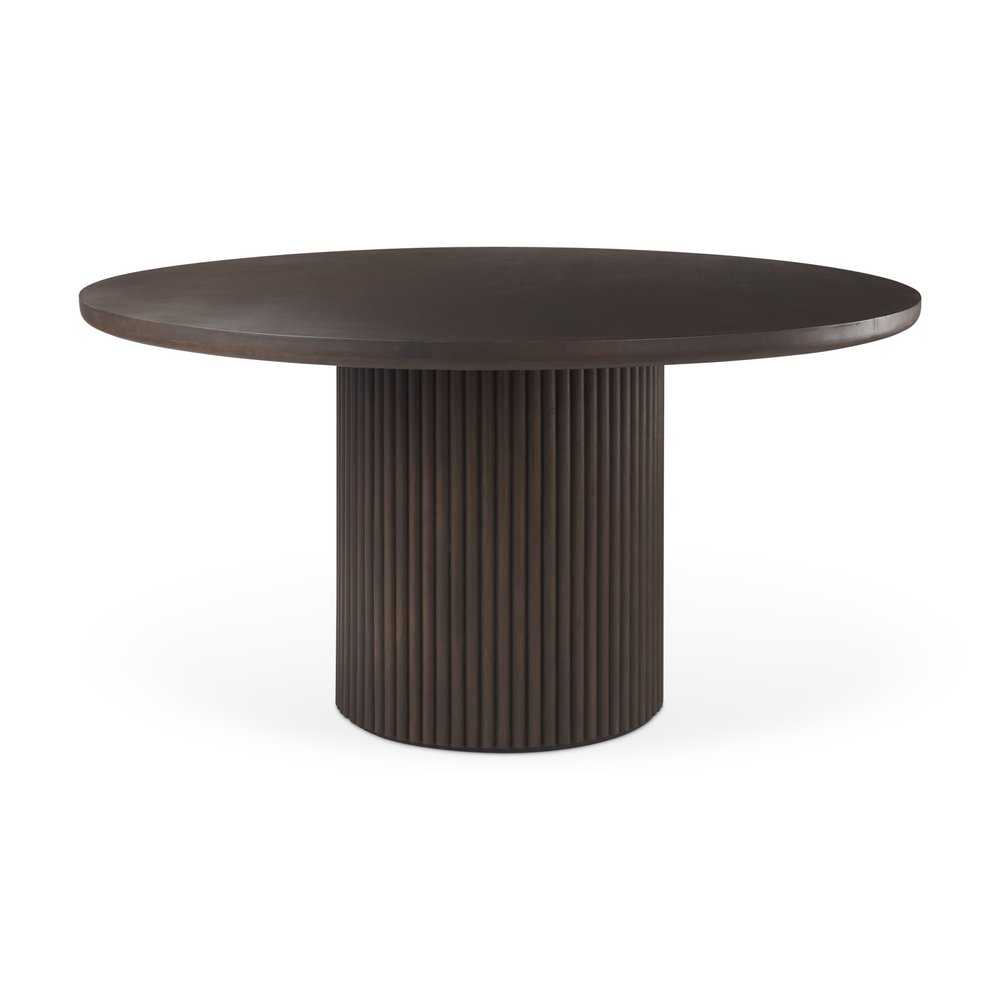 60" Natural Solid Wood Pedestal Base Round Top Dining Table — view 1