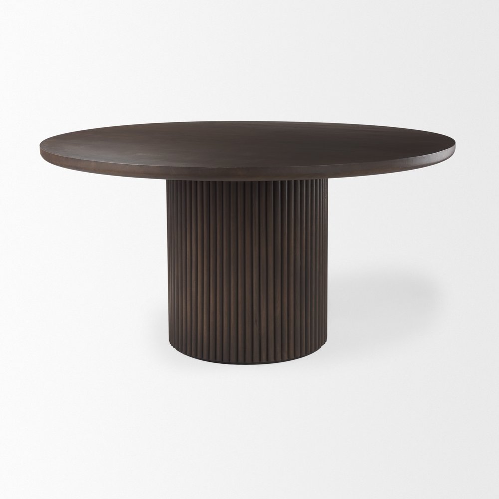 60" Natural Solid Wood Pedestal Base Round Top Dining Table