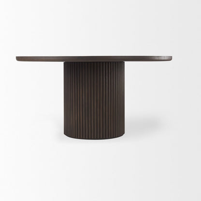 60" Natural Solid Wood Pedestal Base Round Top Dining Table