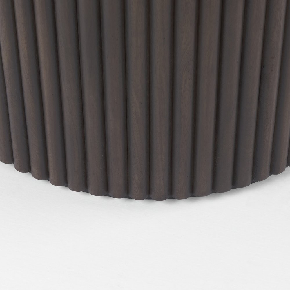 60" Dark Brown Solid Wood Pedestal Base Round Top Dining Table — view 6
