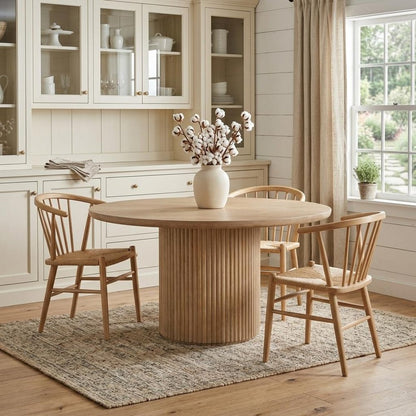 60" Dark Brown Solid Wood Pedestal Base Round Top Dining Table HomeRoots