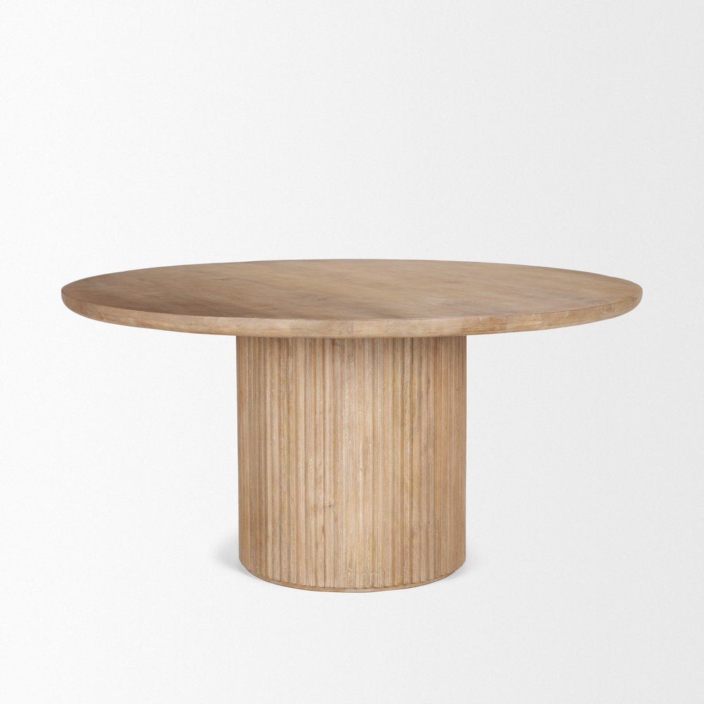 60" Dark Brown Solid Wood Pedestal Base Round Top Dining Table HomeRoots