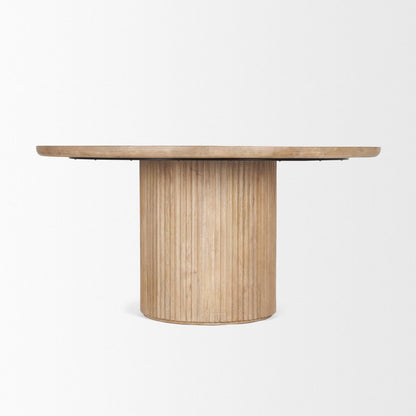 60" Dark Brown Solid Wood Pedestal Base Round Top Dining Table HomeRoots