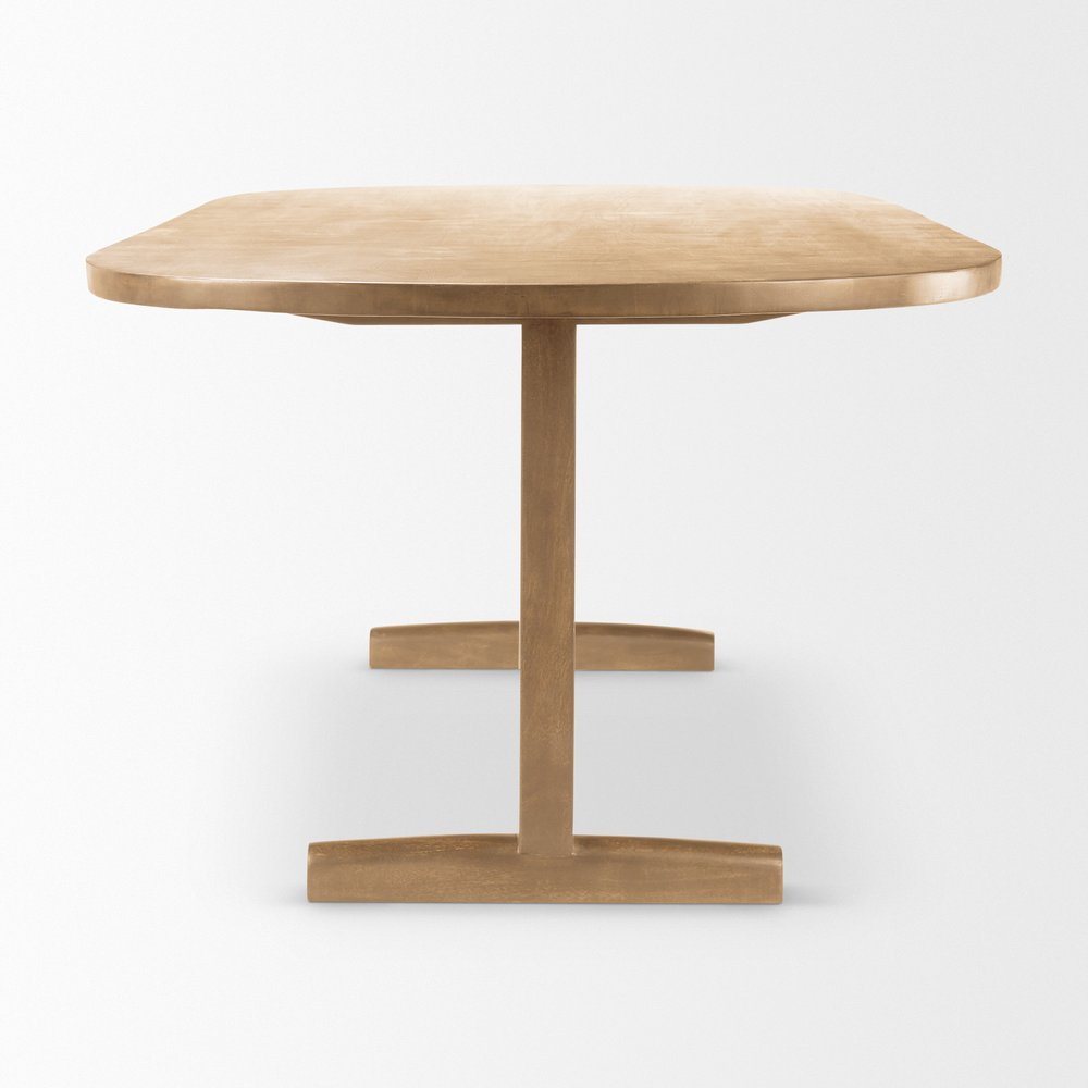 94" Light Brown Solid Wood Trestle Base Oval Dining Table — view 4