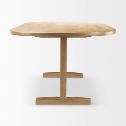 94" Light Brown Solid Wood Trestle Base Oval Dining Table