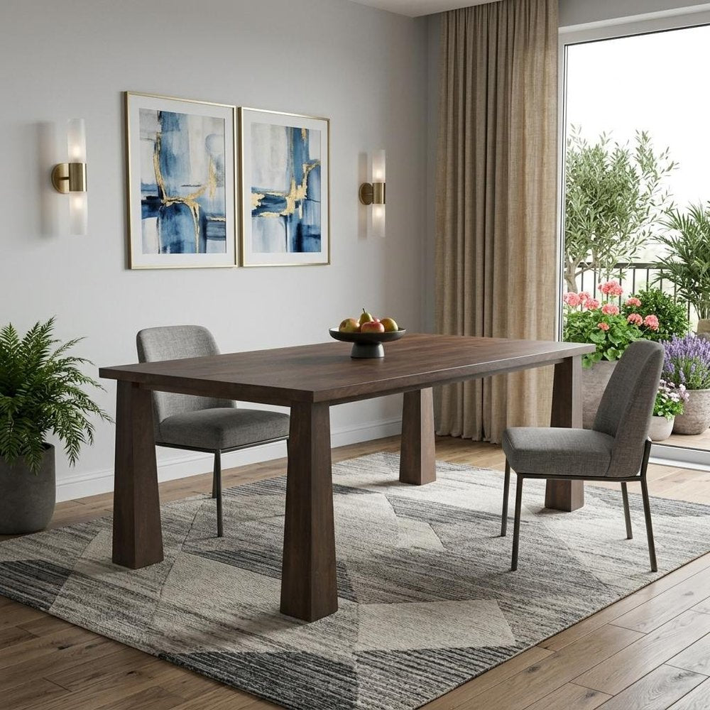 84" Dark Brown Solid Wood Dining Table HomeRoots