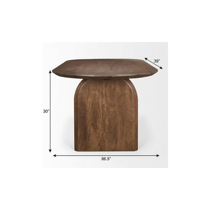 87" Dark Brown Solid Wood Double Pedestal Base Oval Dining Table HomeRoots