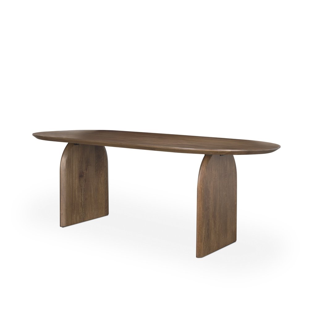 87" Dark Brown Solid Wood Double Pedestal Base Oval Dining Table HomeRoots