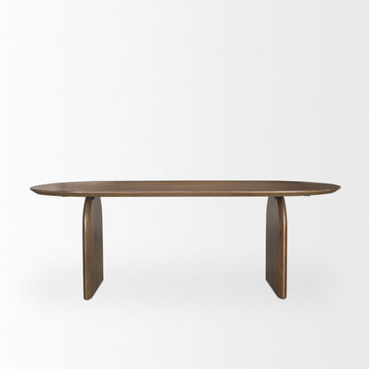 87" Dark Brown Solid Wood Double Pedestal Base Oval Dining Table HomeRoots