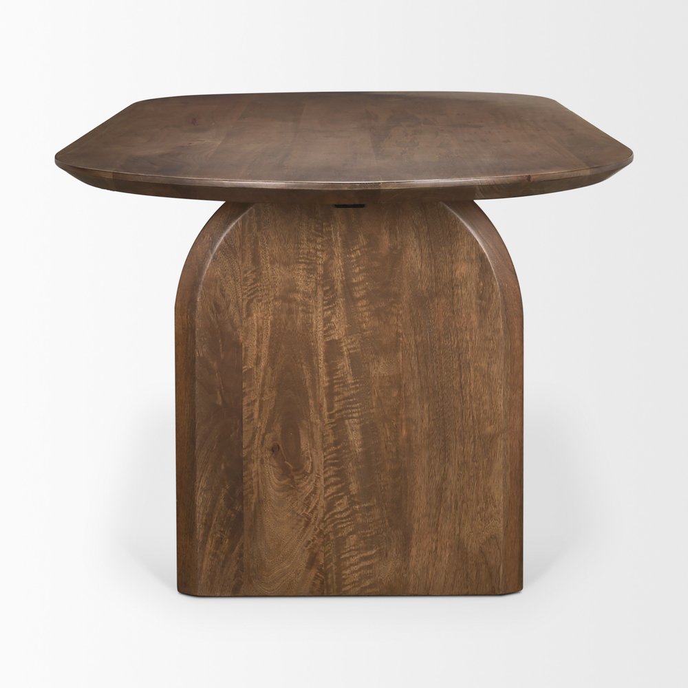 87" Dark Brown Solid Wood Double Pedestal Base Oval Dining Table — view 3