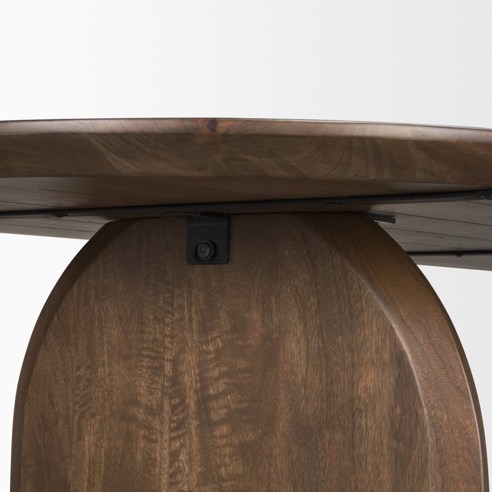 87" Dark Brown Solid Wood Double Pedestal Base Oval Dining Table — view 6